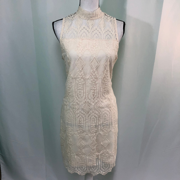 Maurices Dresses & Skirts - Maurices Cream Lace Overlay High Neck Dress